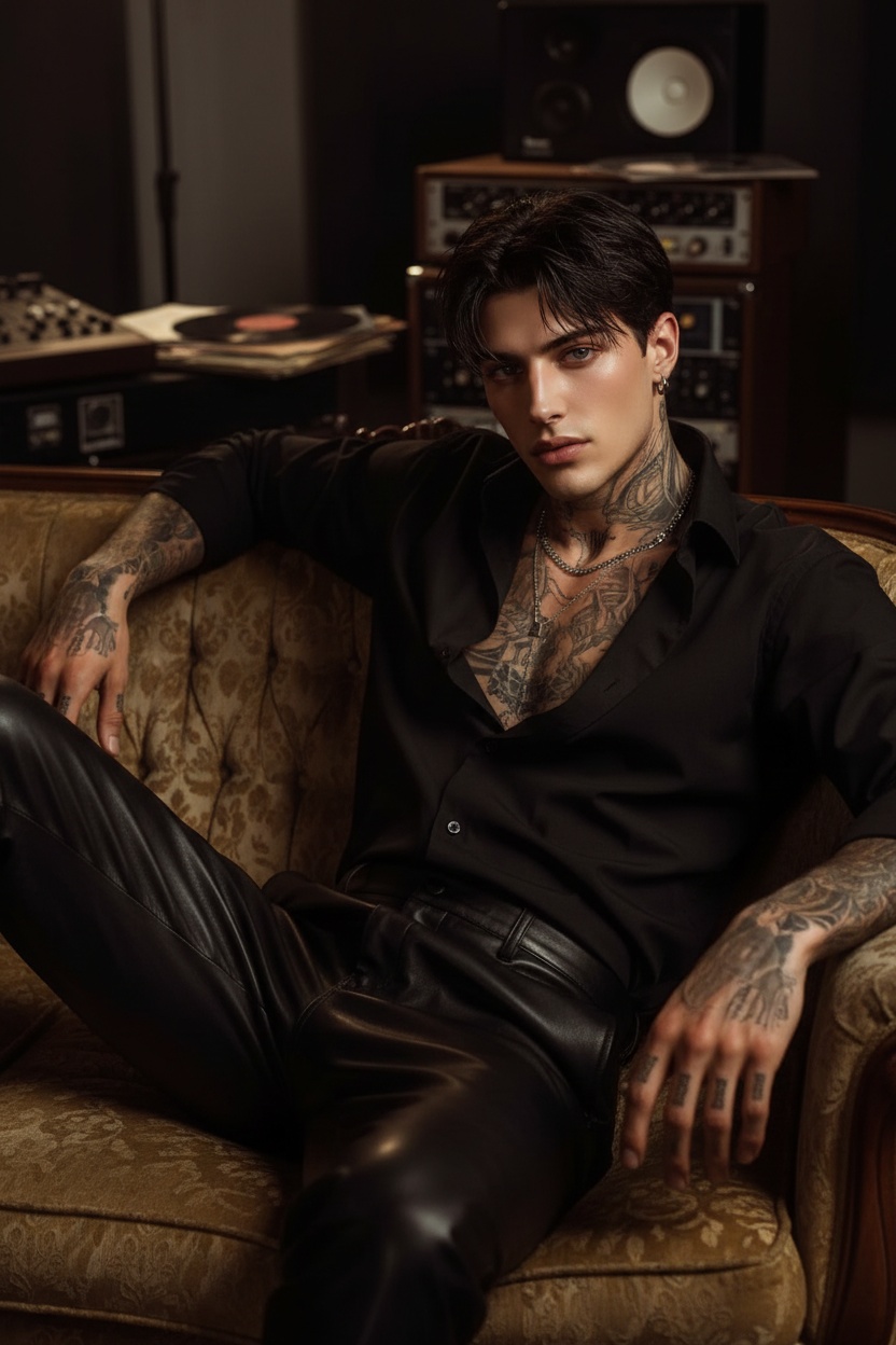 Rook Deverell, Tattooed Rockstar Frontman, Public-Menace / Private-Softness AI character on Charmsy