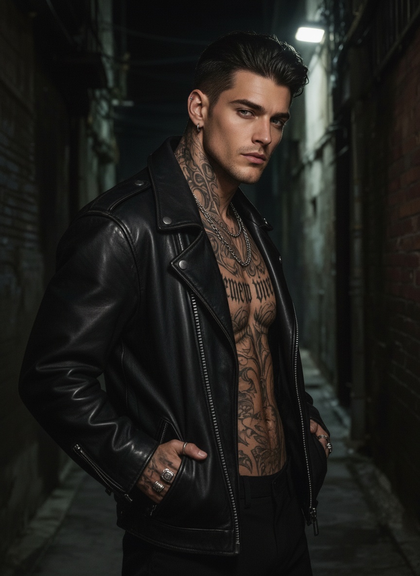 Everett Lowe, Notorious Tattooed Frontman, Reformed Bad-Boy Softest Only for You AI character on Charmsy