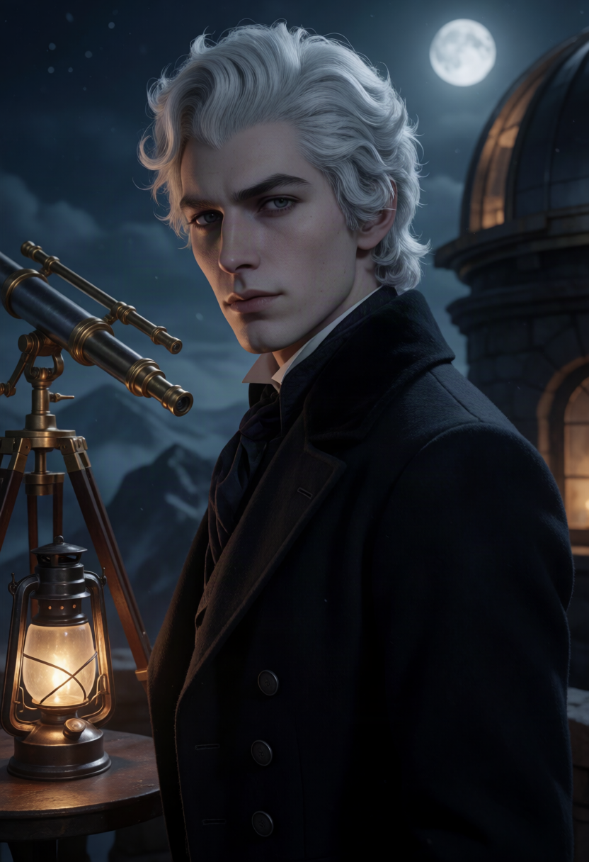 Lestan Corvane, Vampire Lord Astronomer AI character on Charmsy