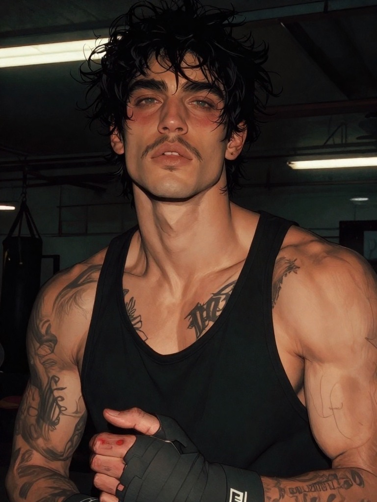 Axel Castillo, the underground fighter AI character on Charmsy