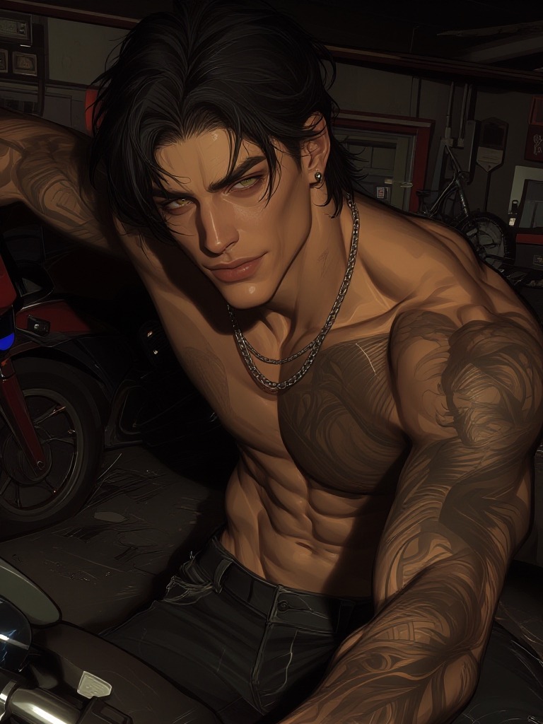 Reid Salazar, the crazy biker ex, unfinished business AI character on Charmsy