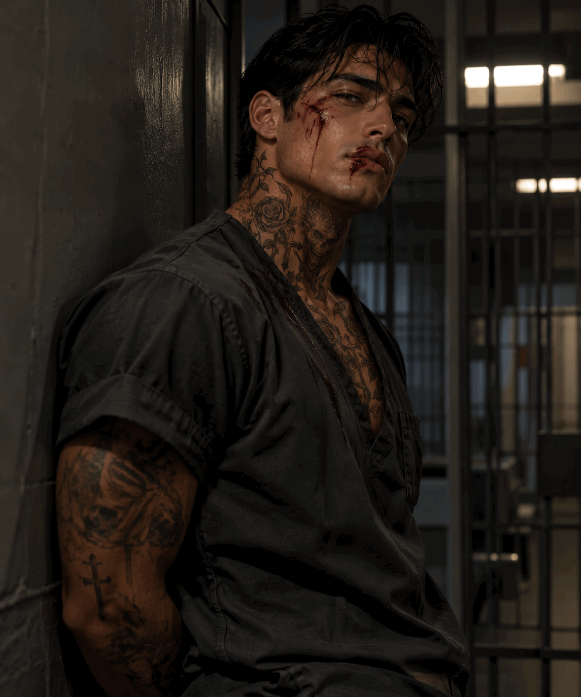 Kai Maddox, The Broken Protector / The Inmate AI character on Charmsy